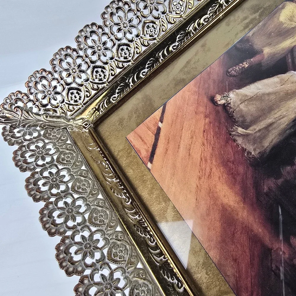Vintage‎ Gold Filigree Frame Classical Women Print Victorian Style 15x10